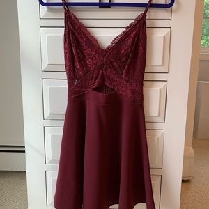 Windsor maroon lace skater dress